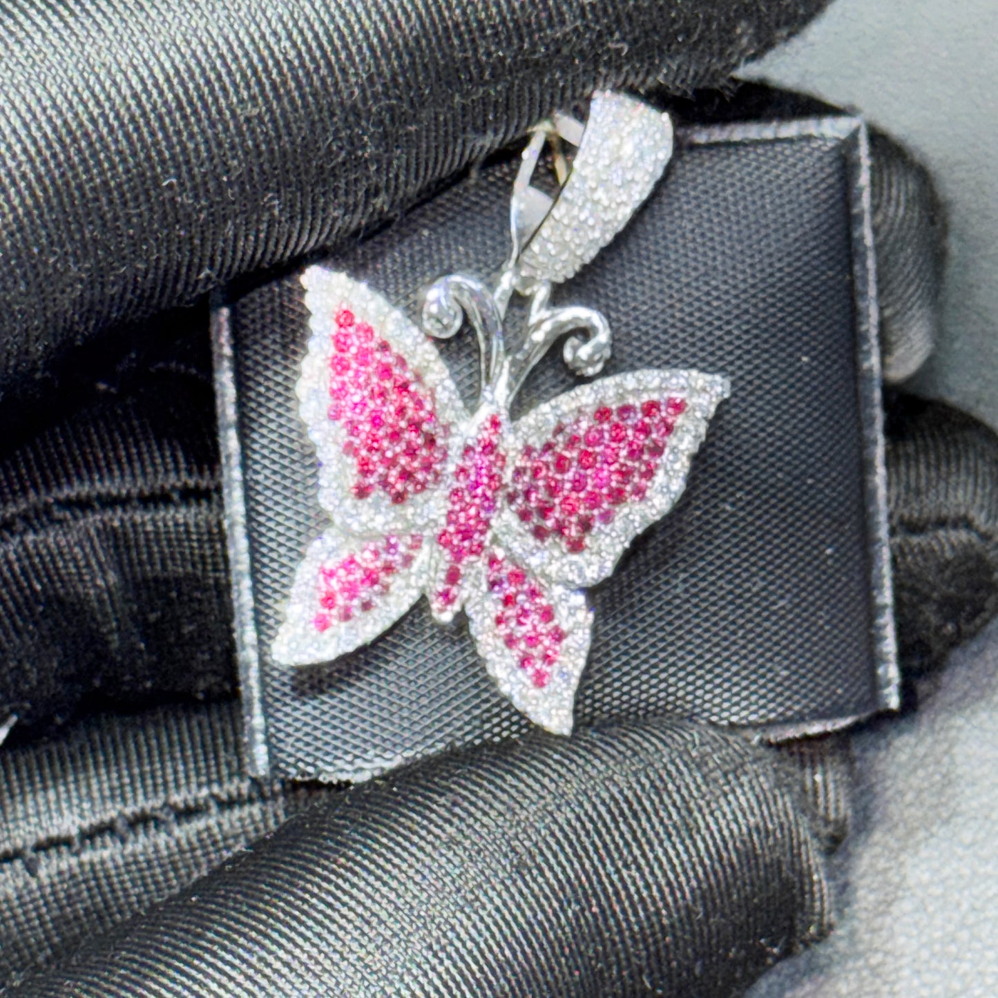 14K Gold Diamond & Gemstone Butterfly Pendant – Purple, Pink & Blue Options