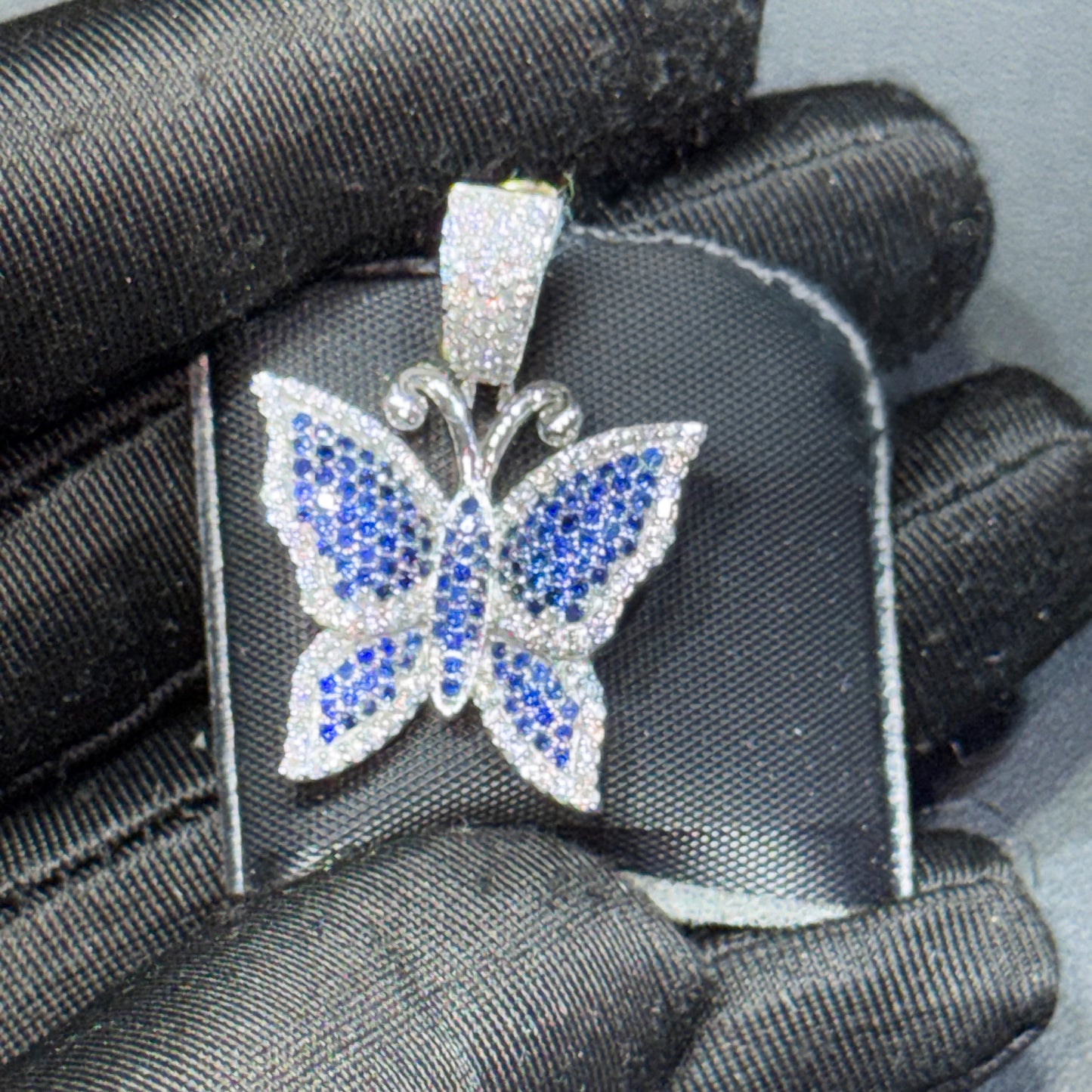 14K Gold Diamond & Gemstone Butterfly Pendant – Purple, Pink & Blue Options