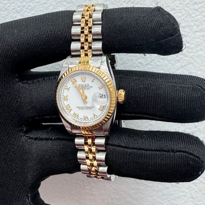 Women’s Rolex 26MM Datejust Two-Tone (Stainless Steel & 18K Yellow Gold) with a factory diamond hour-marker dial