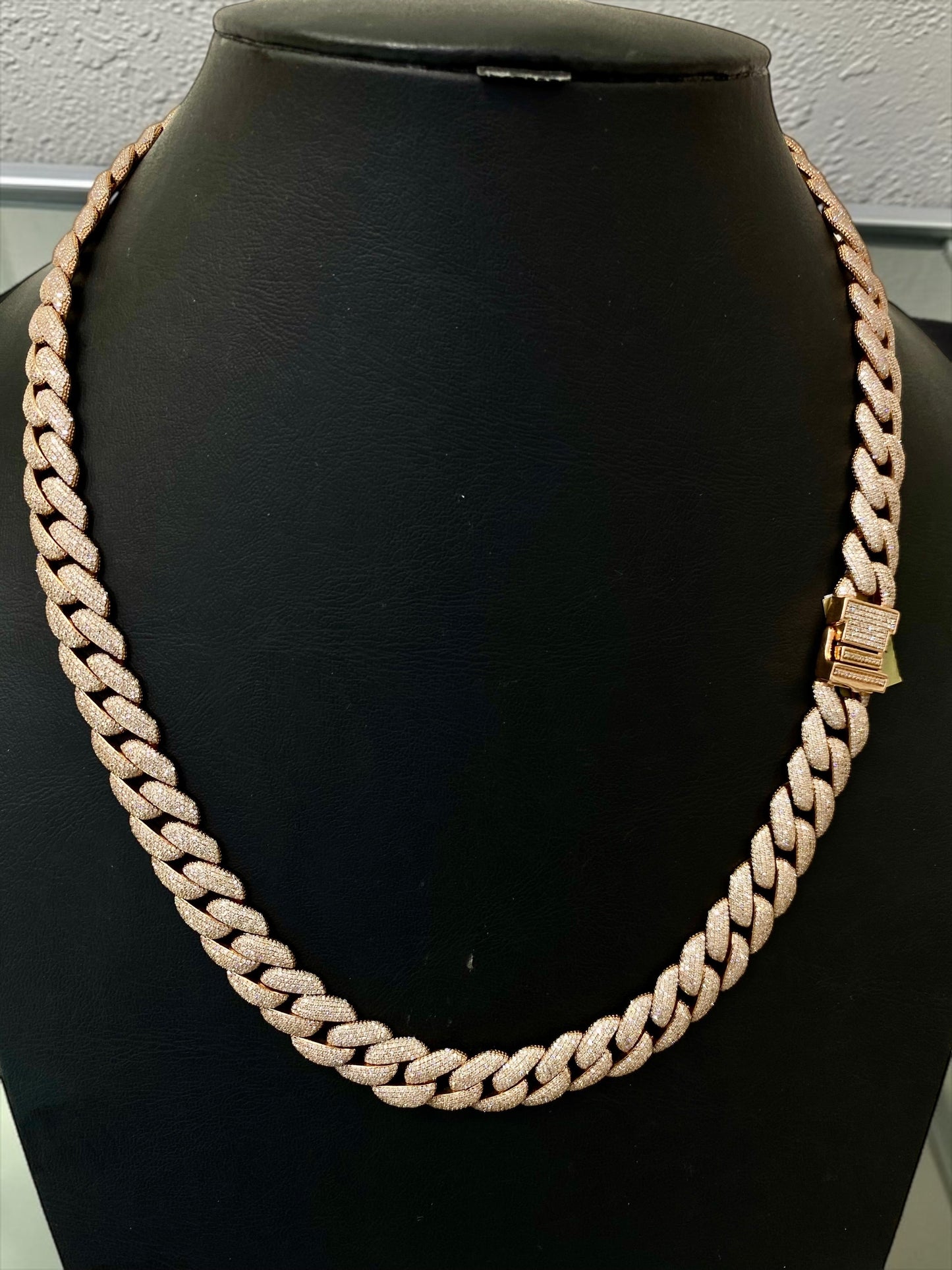 20” 12mm 17.50 Carats VS1 Diamond Cuban Link Necklace in 10K Yellow Gold