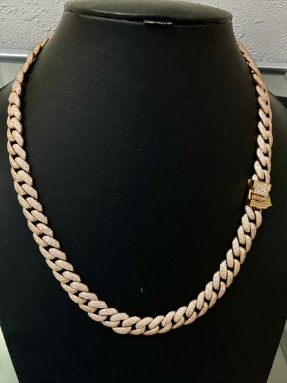 20” 12mm 17.50 Carats VS1 Diamond Cuban Link Necklace in 10K Yellow Gold