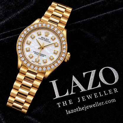 18K Yellow Gold Rolex Datejust 26MM – Mother of Pearl Dial | Diamond Bezel