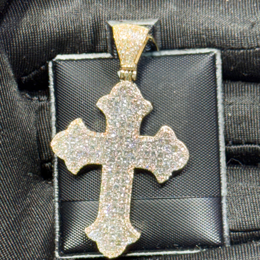 14K Yellow Gold Diamond Cross Pendant – 2.45 CT