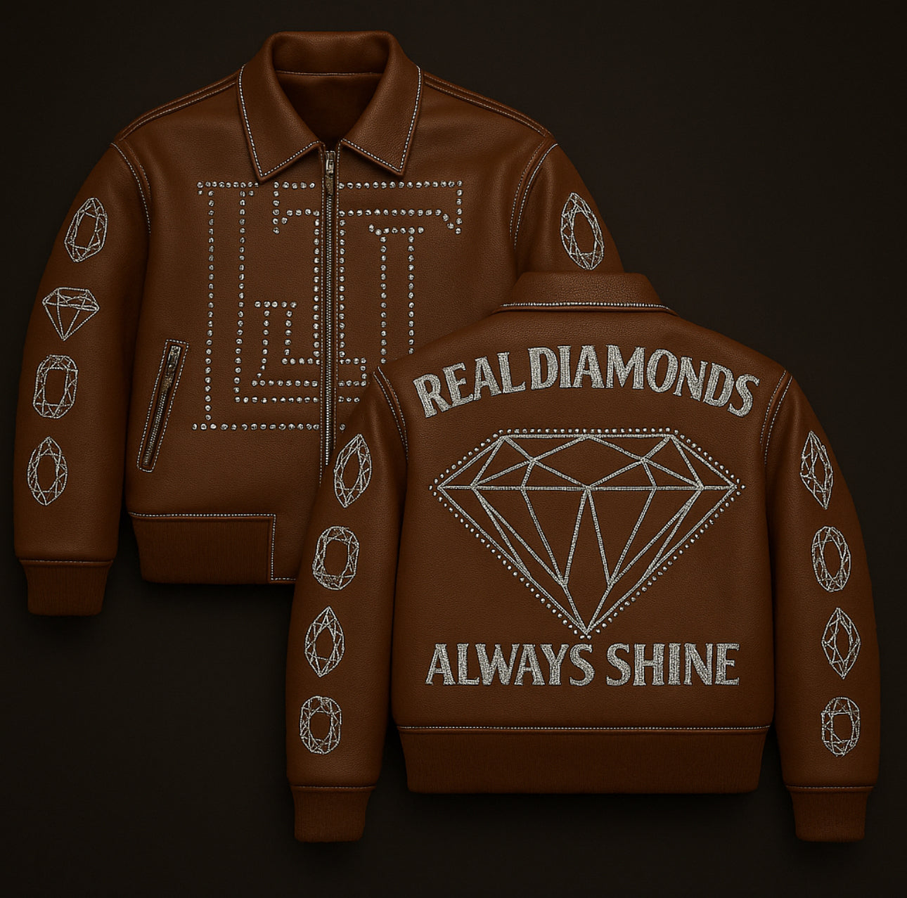 Real Diamonds Always Shine™ Luxury Leather Jacket Limited Edition