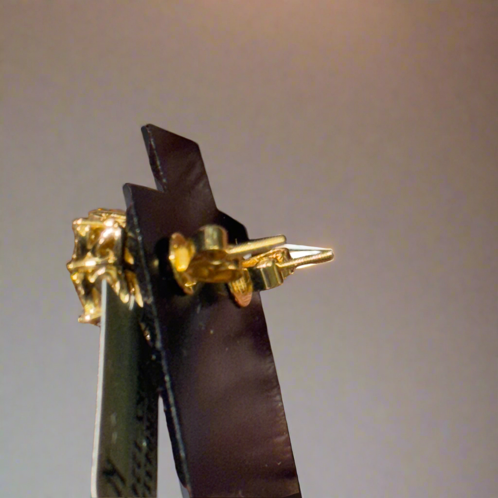 0.90ct Yellow Gold Starburst Diamond Earrings – Custom Hip Hop Cluster Studs