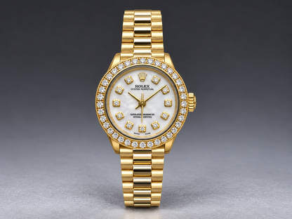 18K Yellow Gold Rolex Datejust 26MM – Mother of Pearl Dial | Diamond Bezel