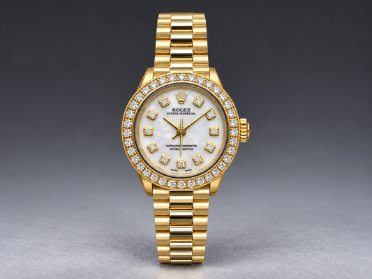 18K Yellow Gold Rolex Datejust 26MM – Mother of Pearl Dial | Diamond Bezel