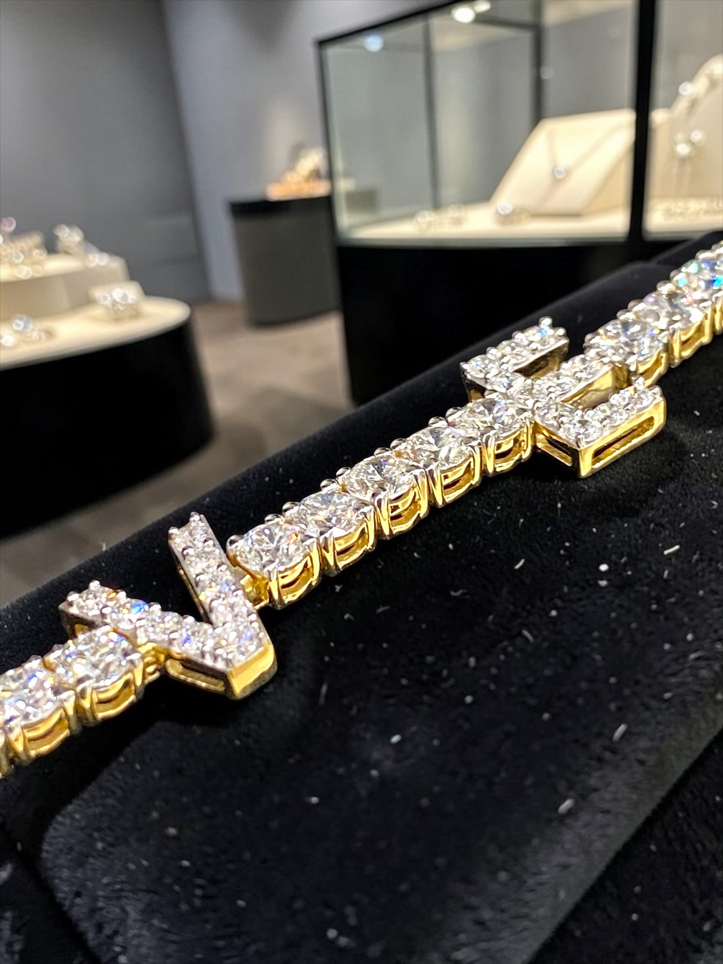 11.70 Carat VS1 Lab Diamond “LOVE” Tennis Bracelet – 7.5” | 14K White Gold Plated 925 Silver | 14.40 Grams