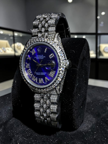 Rolex Diamond Datejust Watch – Fully Iced Bracelet & Bezel (Multiple Dial Options)