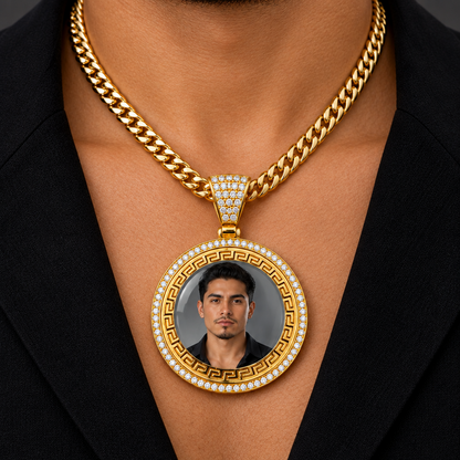 14K Yellow Gold Diamond Bezel Memory Pendant – Aztec Key Frame