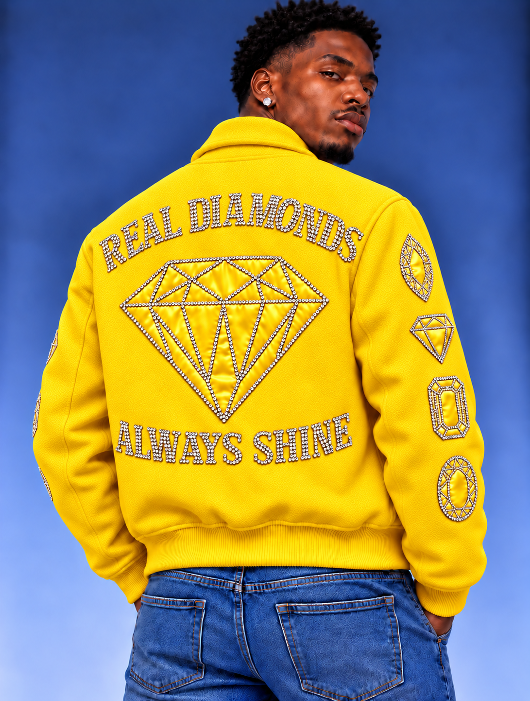 “Real Diamonds Always Shine™ Luxury Men’s Wool Jacket | Limited Edition