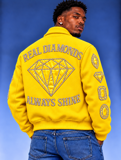“Real Diamonds Always Shine™ Luxury Men’s Wool Jacket | Limited Edition