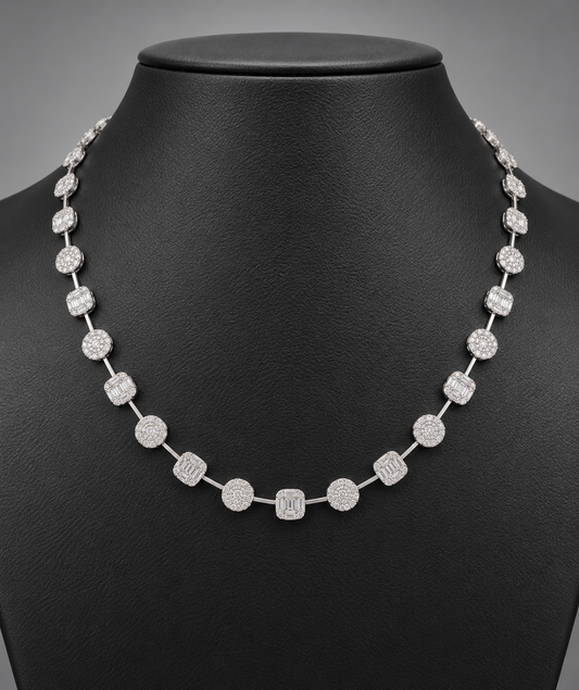 14K White Gold Diamond Necklace – Approx. VS1 4.20 CTW | 17 Inch