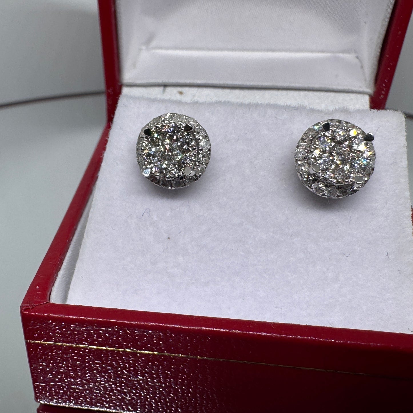 10K Gold Baguette & Round Diamond Octagon Earrings 1.04 Carats – Iced Out Hip Hop Studs