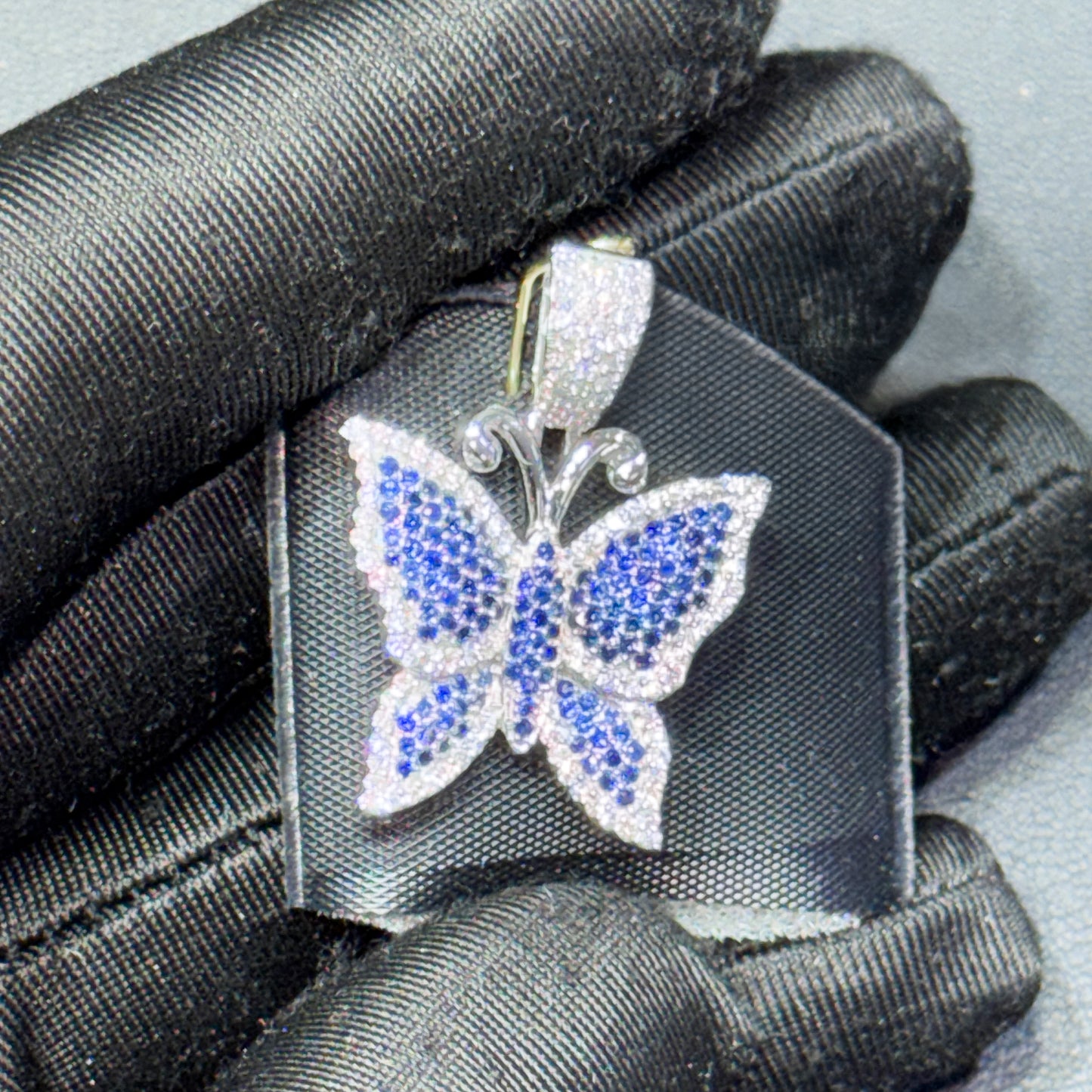 14K Gold Diamond & Gemstone Butterfly Pendant – Purple, Pink & Blue Options