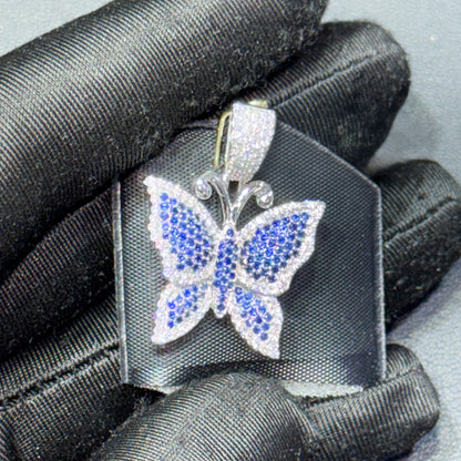 14K Gold Diamond & Gemstone Butterfly Pendant – Purple, Pink & Blue Options