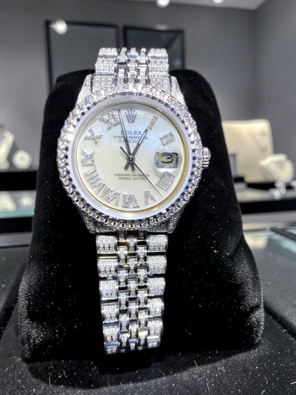 Rolex Diamond Datejust Watch – Fully Iced Bracelet & Bezel (Multiple Dial Options)