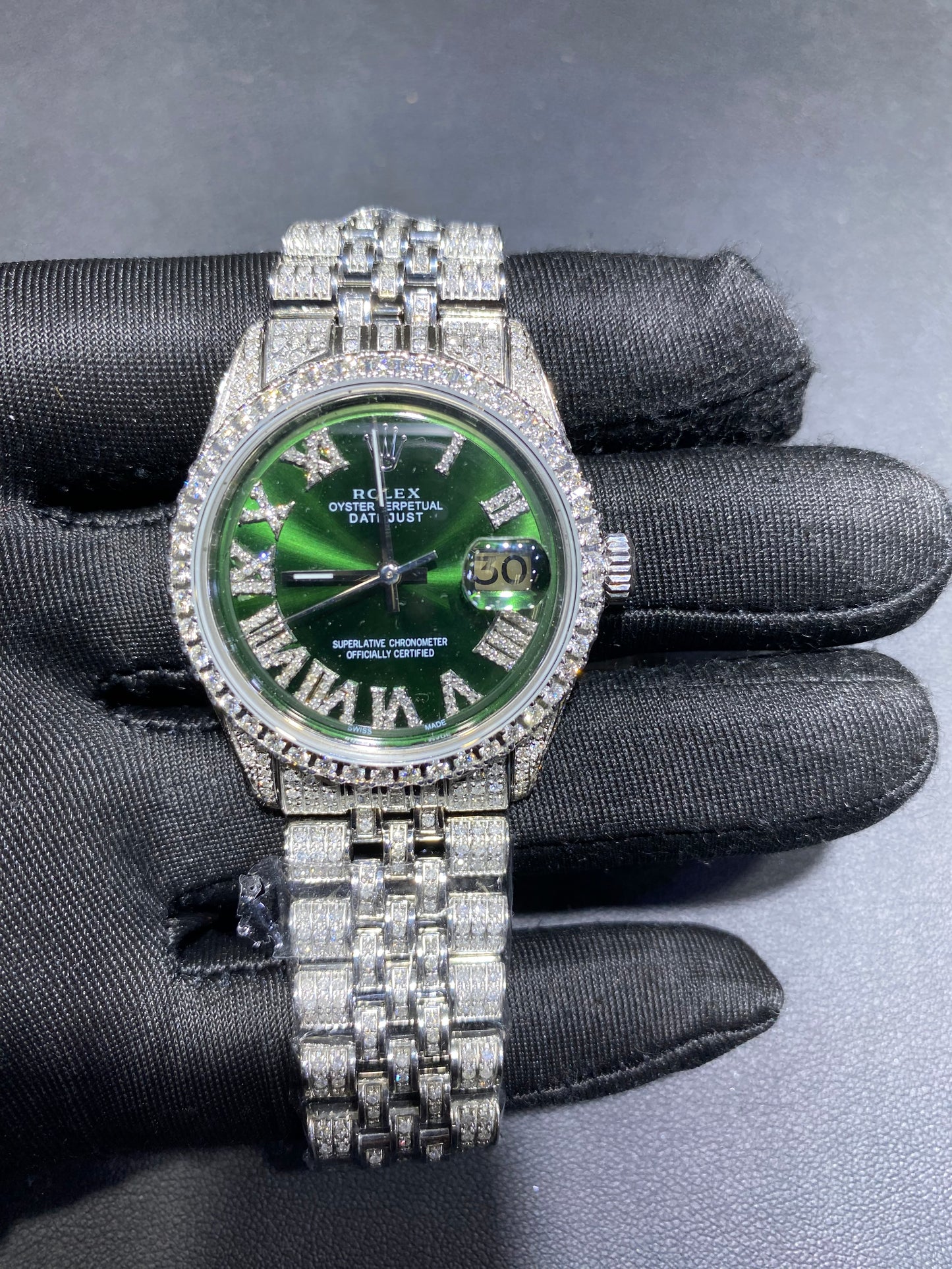 Rolex Diamond Datejust Watch – Fully Iced Bracelet & Bezel (Multiple Dial Options)