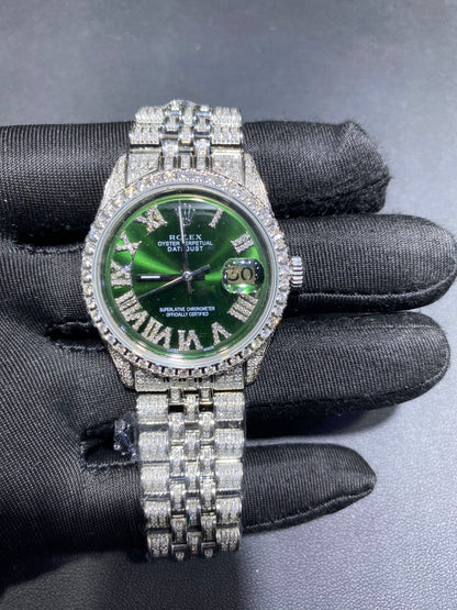 Rolex Diamond Datejust Watch – Fully Iced Bracelet & Bezel (Multiple Dial Options)