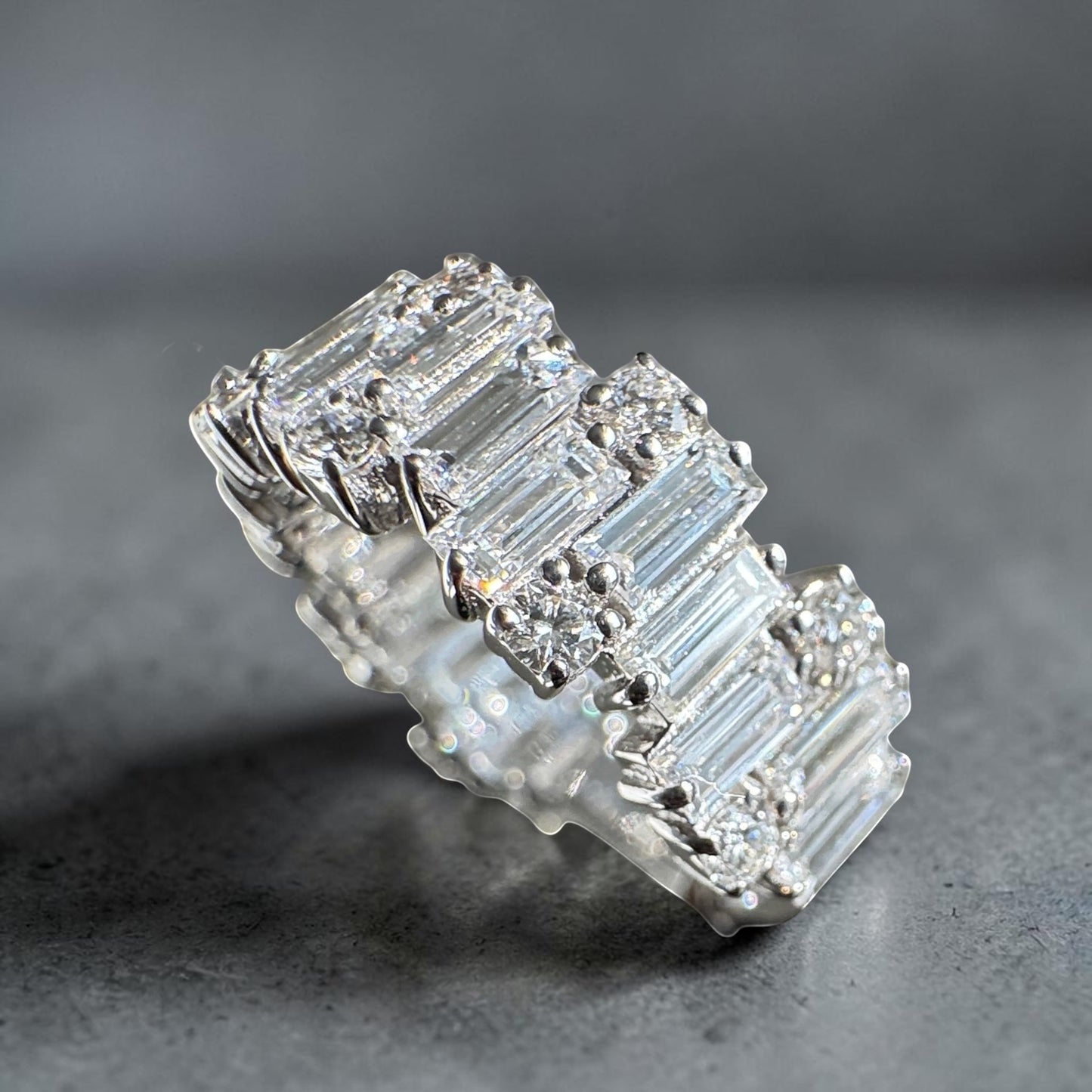 Baguette & Round Diamond” Lazo Semi Eternity Band