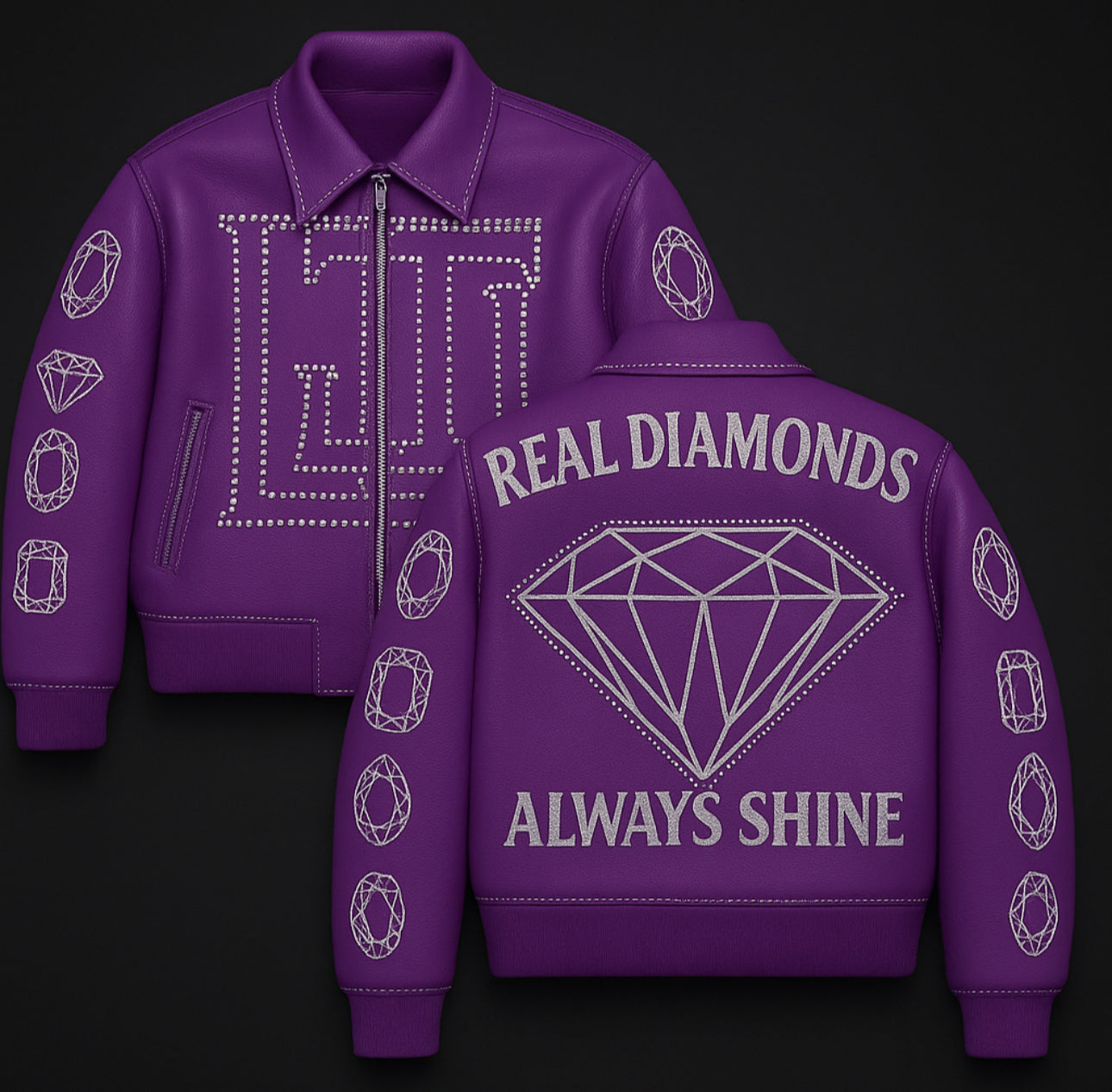 Real Diamonds Always Shine™ Luxury Leather Jacket Limited Edition