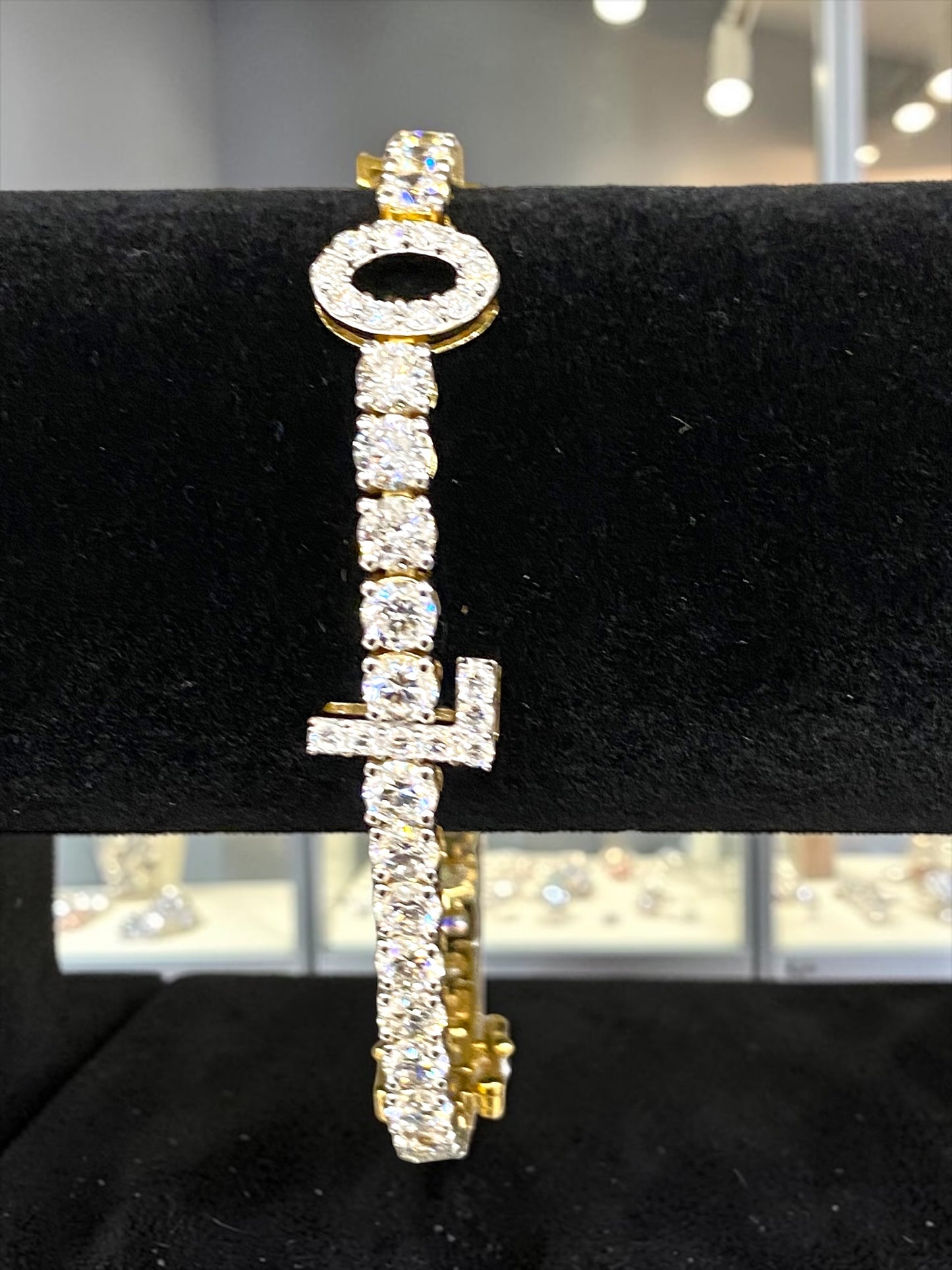 11.70 Carat VS1 Lab Diamond “LOVE” Tennis Bracelet – 7.5” | 14K White Gold Plated 925 Silver | 14.40 Grams