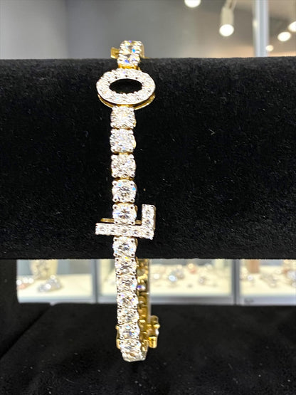 11.70 Carat VS1 Lab Diamond “LOVE” Tennis Bracelet – 7.5” | 14K White Gold Plated 925 Silver | 14.40 Grams