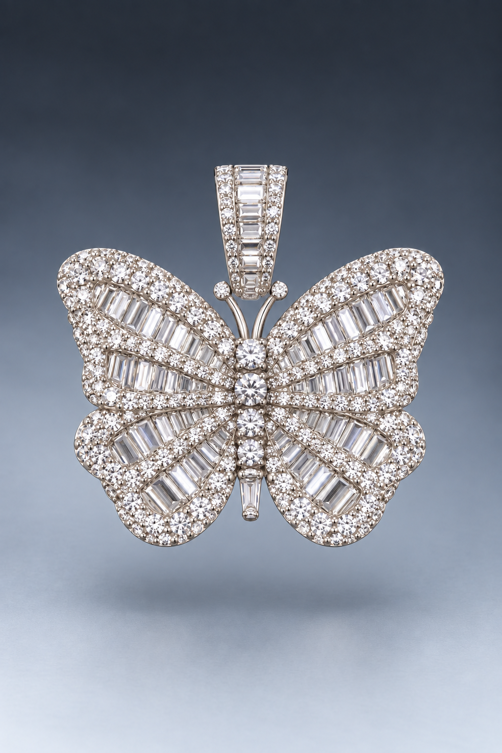 14K Yellow Gold Natural Diamond Butterfly Pendant