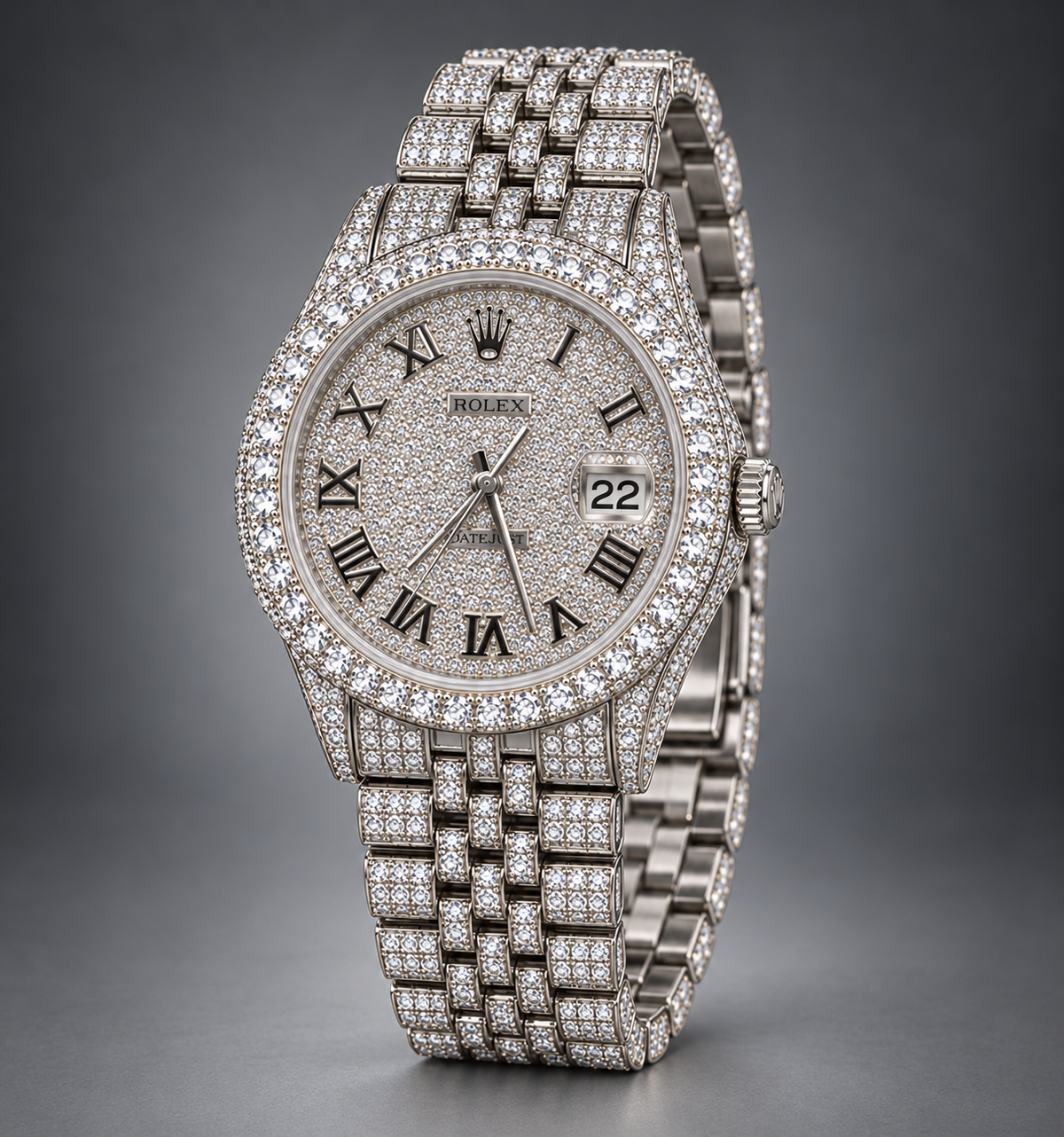 Rolex Datejust 36MM Fully Iced Out – Custom Diamonds on Dial, Bezel & Bracelet – Full Set