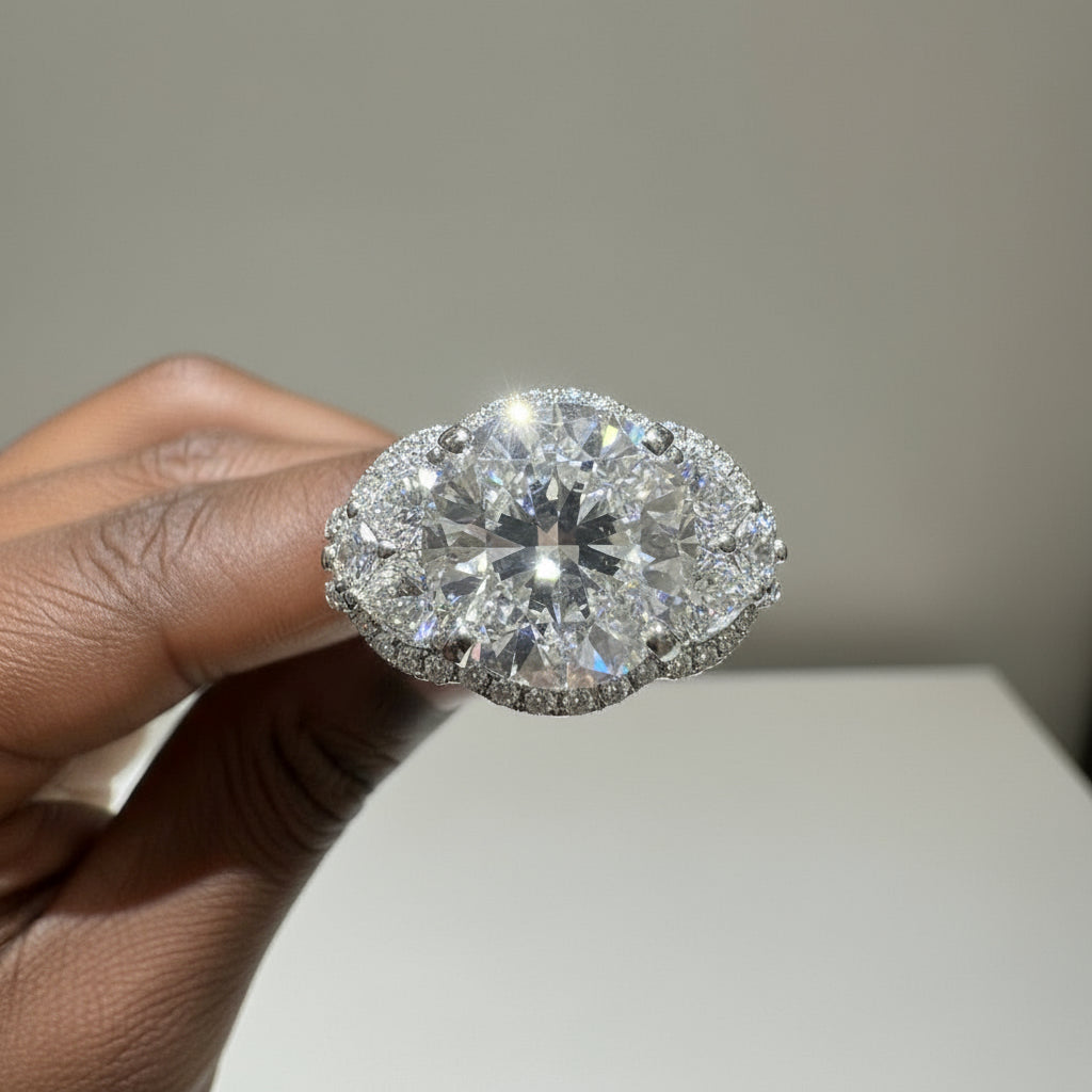 4.20ct Natural Round Brilliant Diamond Engagement Ring | G Color SI2 | EGL Certified | Split Shank Halo Setting