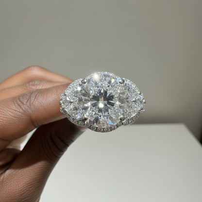 4.20ct Natural Round Brilliant Diamond Engagement Ring | G Color SI2 | EGL Certified | Split Shank Halo Setting