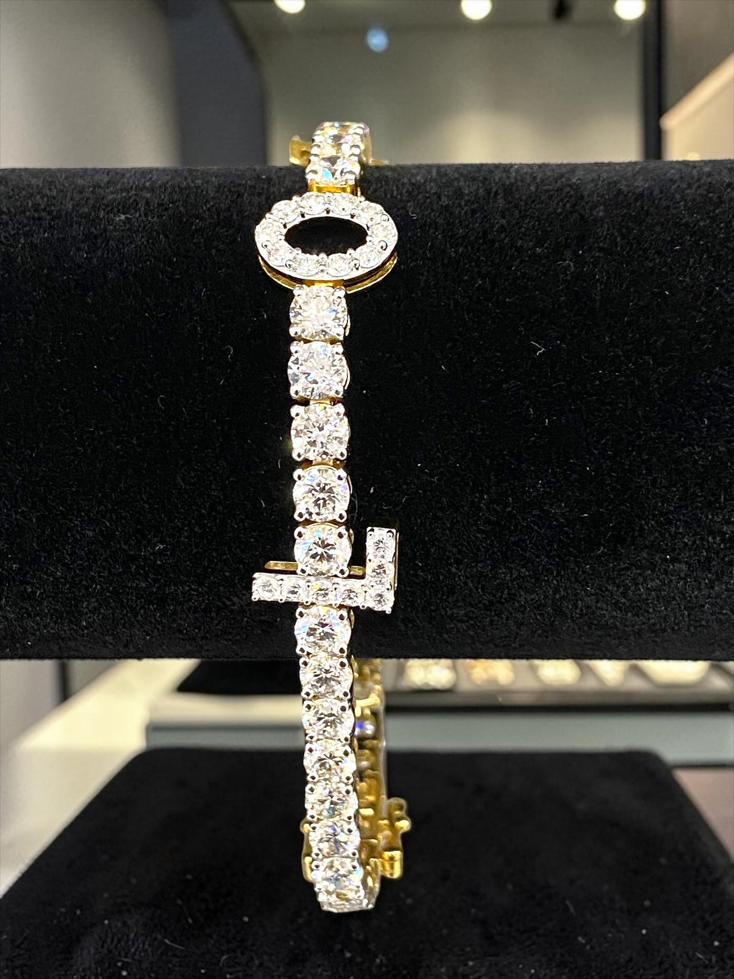 11.70 Carat VS1 Lab Diamond “LOVE” Tennis Bracelet – 7.5” | 14K White Gold Plated 925 Silver | 14.40 Grams