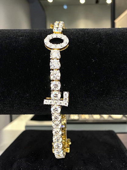 11.70 Carat VS1 Lab Diamond “LOVE” Tennis Bracelet – 7.5” | 14K White Gold Plated 925 Silver | 14.40 Grams
