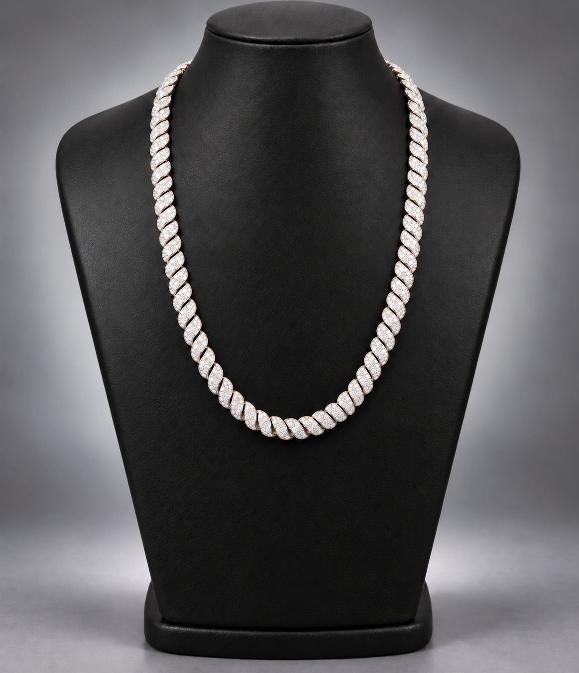 10K Gold & Natural Diamond Macaroni Link Chain