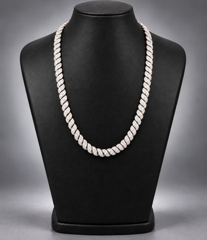 10K Gold & Natural Diamond Macaroni Link Chain