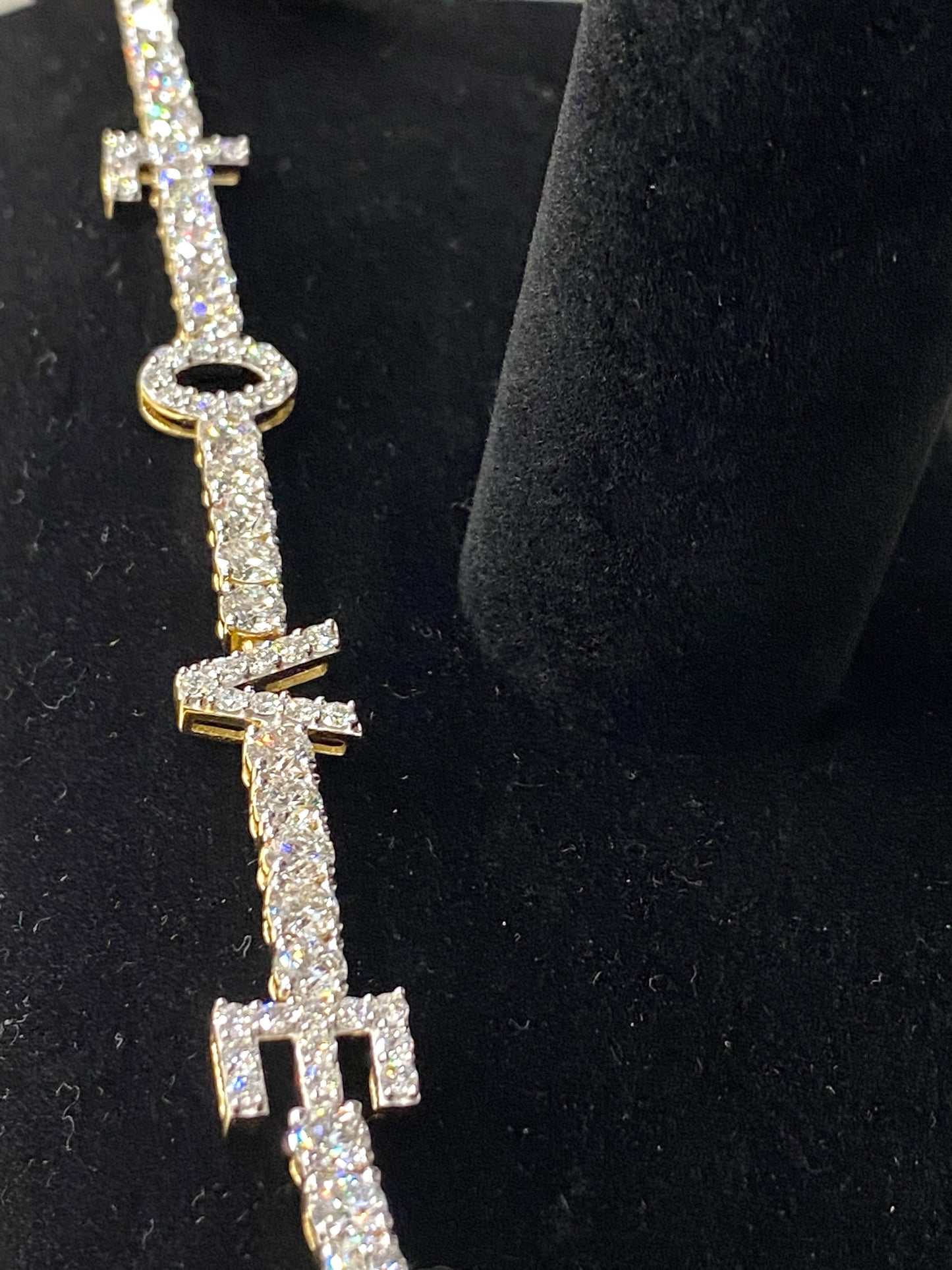 11.70 Carat VS1 Lab Diamond “LOVE” Tennis Bracelet – 7.5” | 14K White Gold Plated 925 Silver | 14.40 Grams