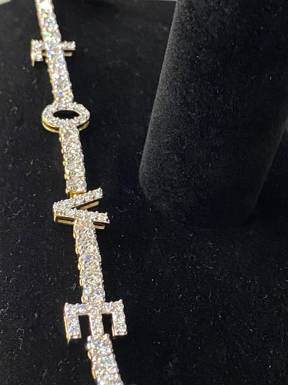 11.70 Carat VS1 Lab Diamond “LOVE” Tennis Bracelet – 7.5” | 14K White Gold Plated 925 Silver | 14.40 Grams