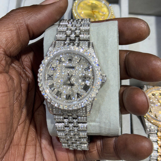 Rolex Datejust 36MM Fully Iced Out – Custom Diamonds on Dial, Bezel & Bracelet – Full Set