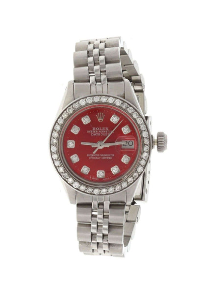 ROLEX 26MM Stainless Steel Rolex DateJust w Diamond Bezel