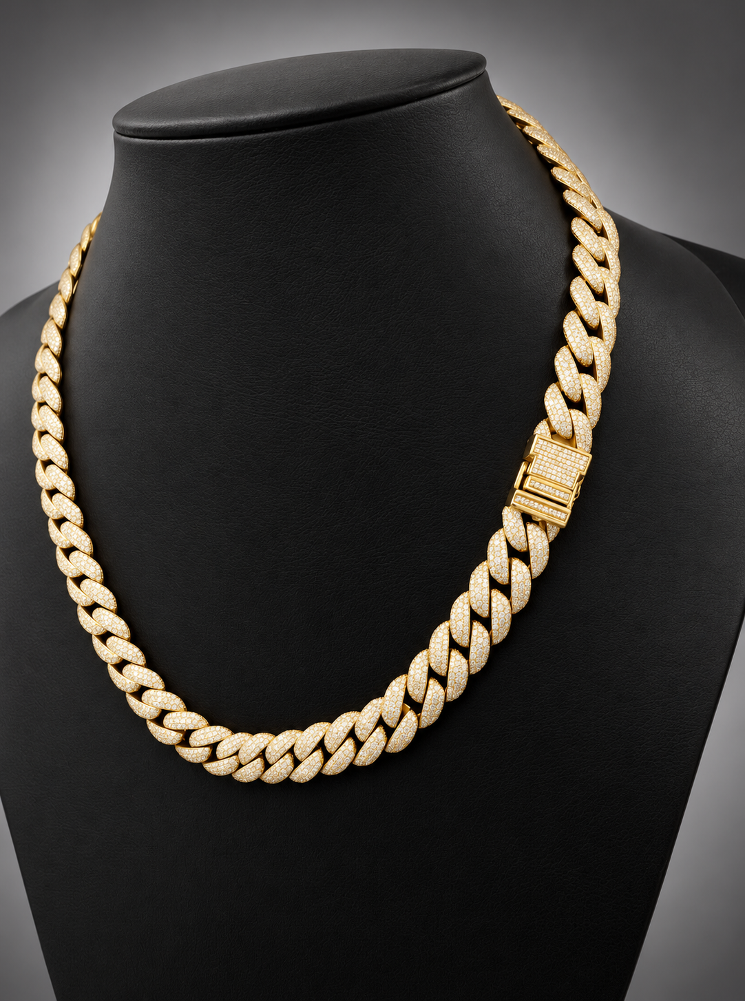 20” 12mm 17.50 Carats VS1 Diamond Cuban Link Necklace in 10K Yellow Gold