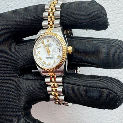 Women’s Rolex 26MM Datejust Two-Tone (Stainless Steel & 18K Yellow Gold) with a factory diamond hour-marker dial