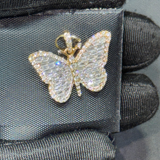 14K Gold Diamond Butterfly Pendant – Yellow Gold & White Gold Options