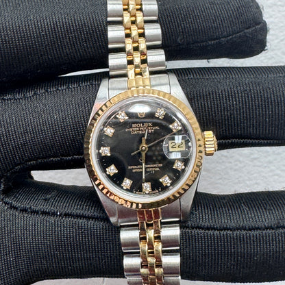 Women’s Rolex 26MM Datejust Two-Tone (Stainless Steel & 18K Yellow Gold) with a factory diamond hour-marker dial