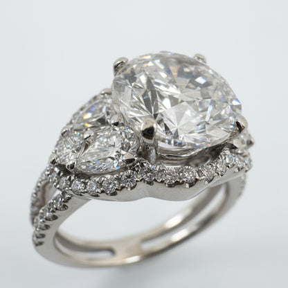 4.20ct Natural Round Brilliant Diamond Engagement Ring | G Color SI2 | EGL Certified | Split Shank Halo Setting