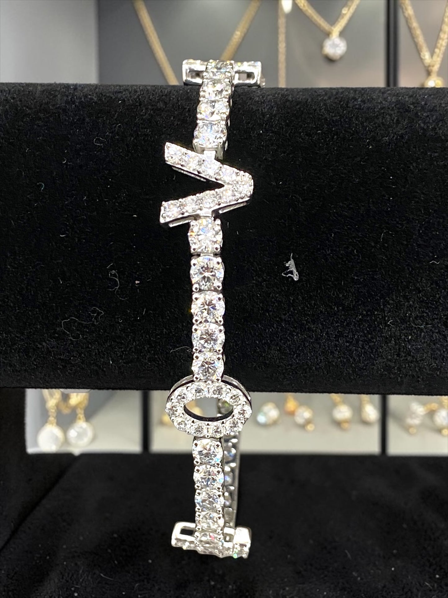 11.70 Carat VS1 Lab Diamond “LOVE” Tennis Bracelet – 7.5” | 14K White Gold Plated 925 Silver | 14.40 Grams