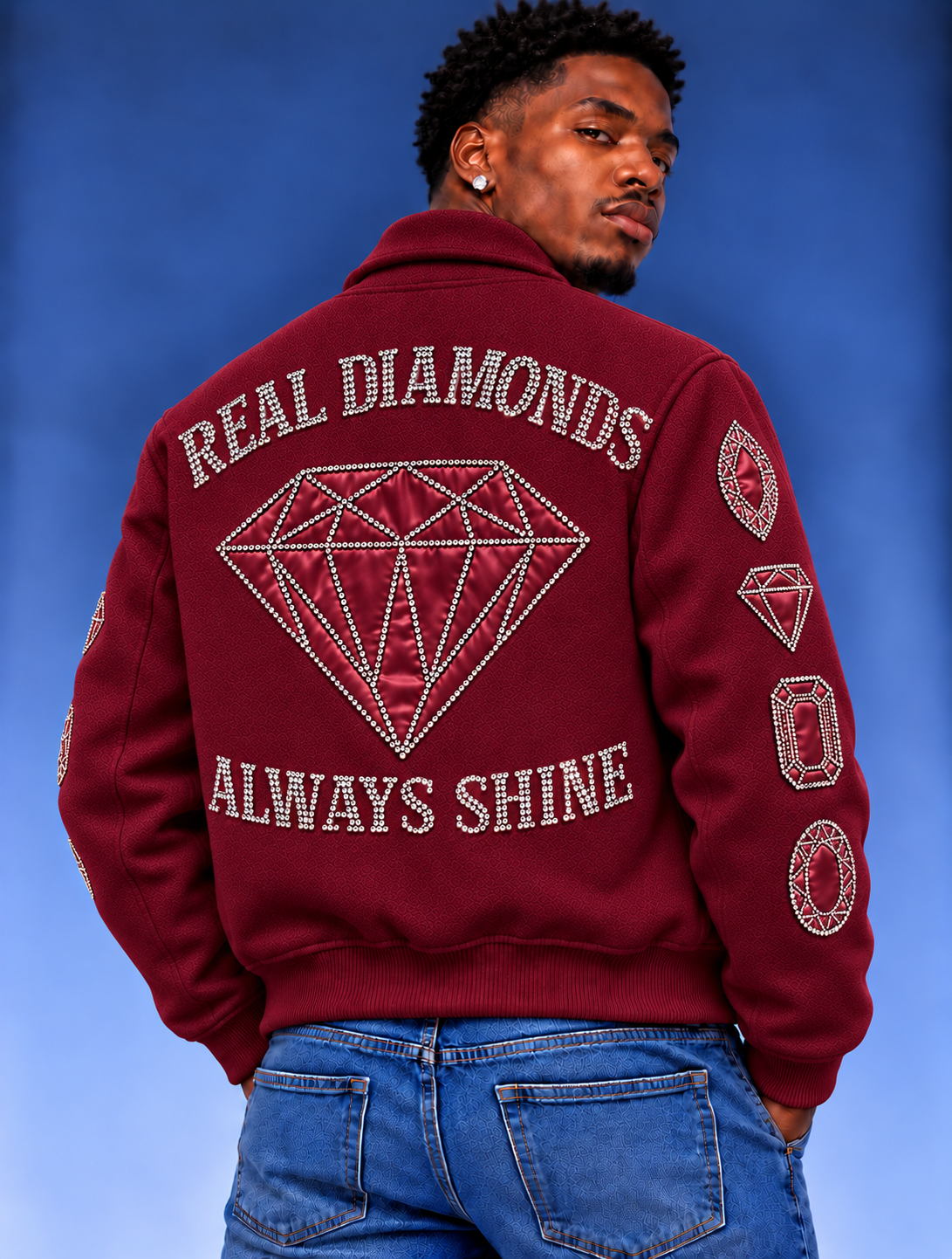 “Real Diamonds Always Shine™ Luxury Men’s Wool Jacket | Limited Edition