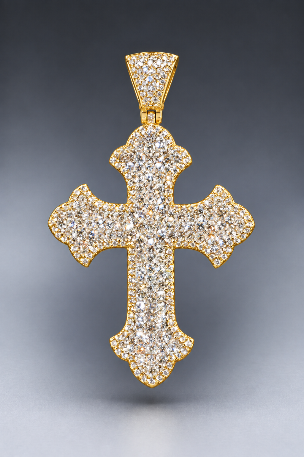 14K Yellow Gold Natural Diamond Cross Pendant