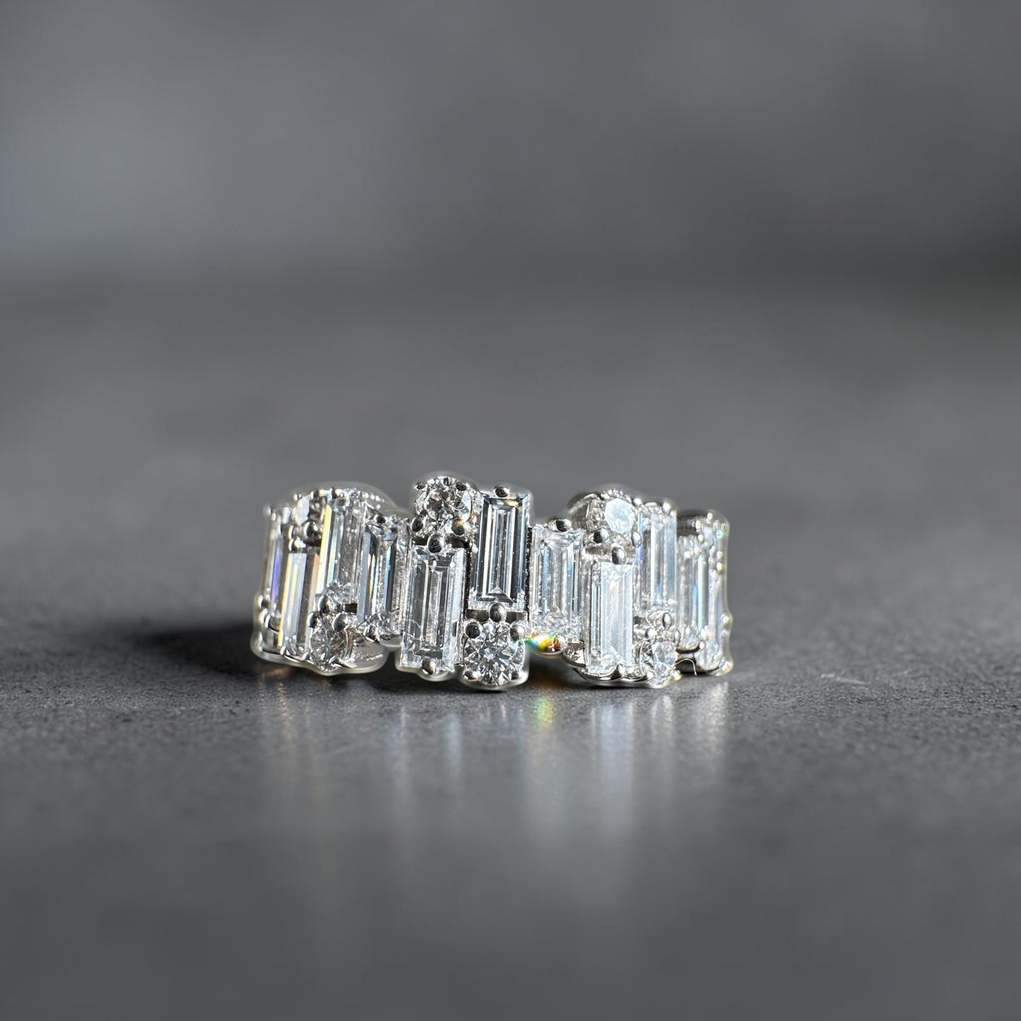Baguette & Round Diamond” Lazo Semi Eternity Band