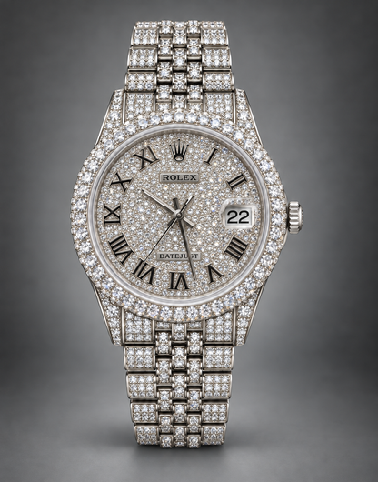 Rolex Datejust 36MM Fully Iced Out – Custom Diamonds on Dial, Bezel & Bracelet – Full Set