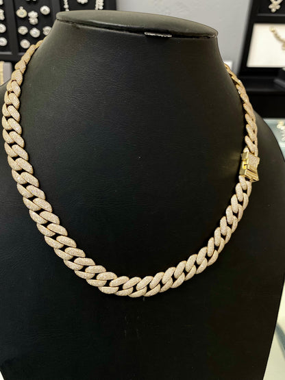 20” 12mm 17.50 Carats VS1 Diamond Cuban Link Necklace in 10K Yellow Gold